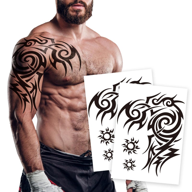 Kotbs 2 Sheets Large Totem Temporary Tattoos for Men and Women Waterproof Full Arm Fake Tattoo Stickers Realistic Body Art for Adults Shoulder Chest Back - Image 1